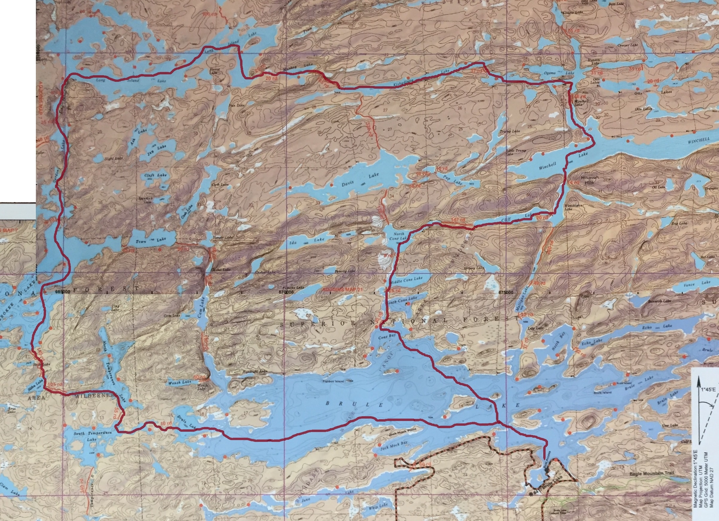 Brule Lake Bwca Map Entry Point 41 - Sawtooth Outfitters