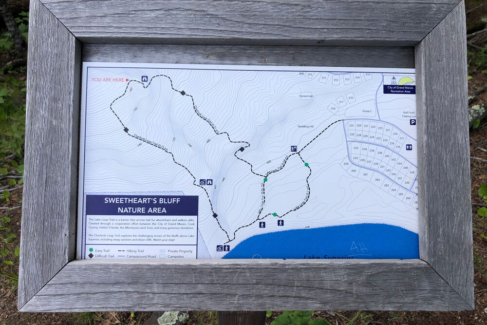 Map of Hiking Trails - Sweethearts Bluff - Grand Marais, MN