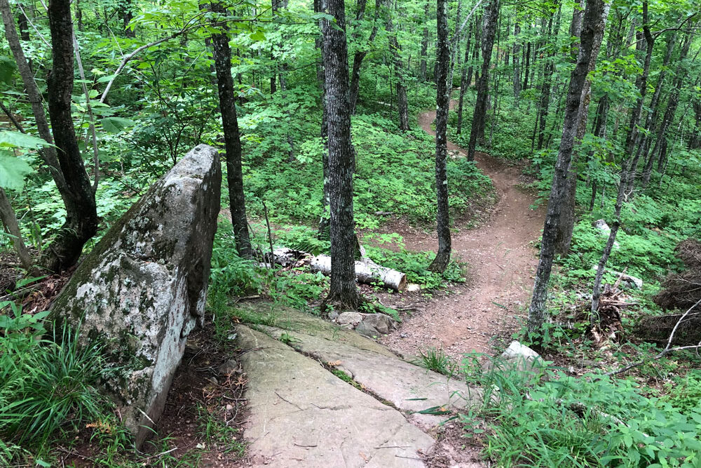 Roll down from above on Flume Trail - Britton Peak Trail System, Lusten, MN